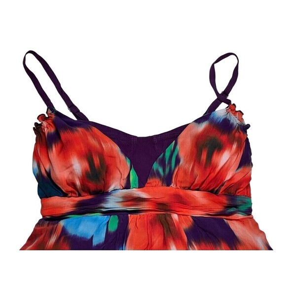 Bebe Women Sz Small 90s Y2K Boho Multicolor Babydoll Mini Dress Silk Blend - Picture 2 of 9